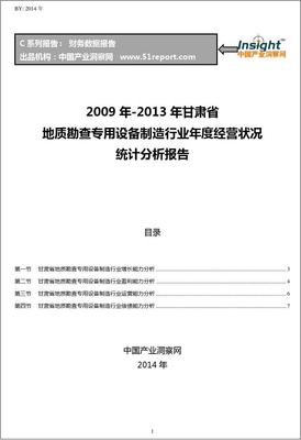 2009-2013年甘肃省地质勘查专用设备制造行业经营状况分析年报
